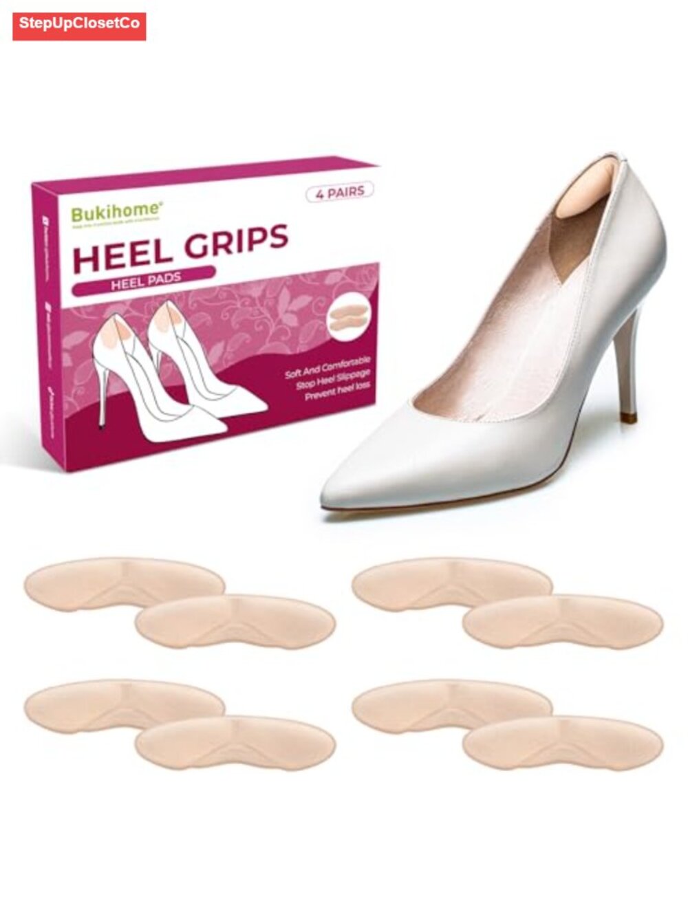 Heel Grips Liner Cushions Inserts for Loose Shoes Faux Suede Foam Heel Pads